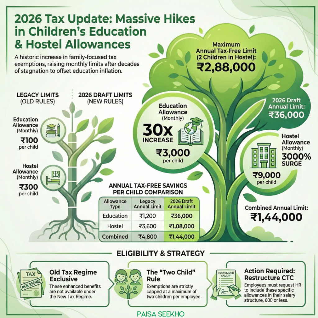 The Children's Education Allowance Limit 2026 has been announced as a part of the Draft Income Tax Rules 2026. Take a look at what you save!