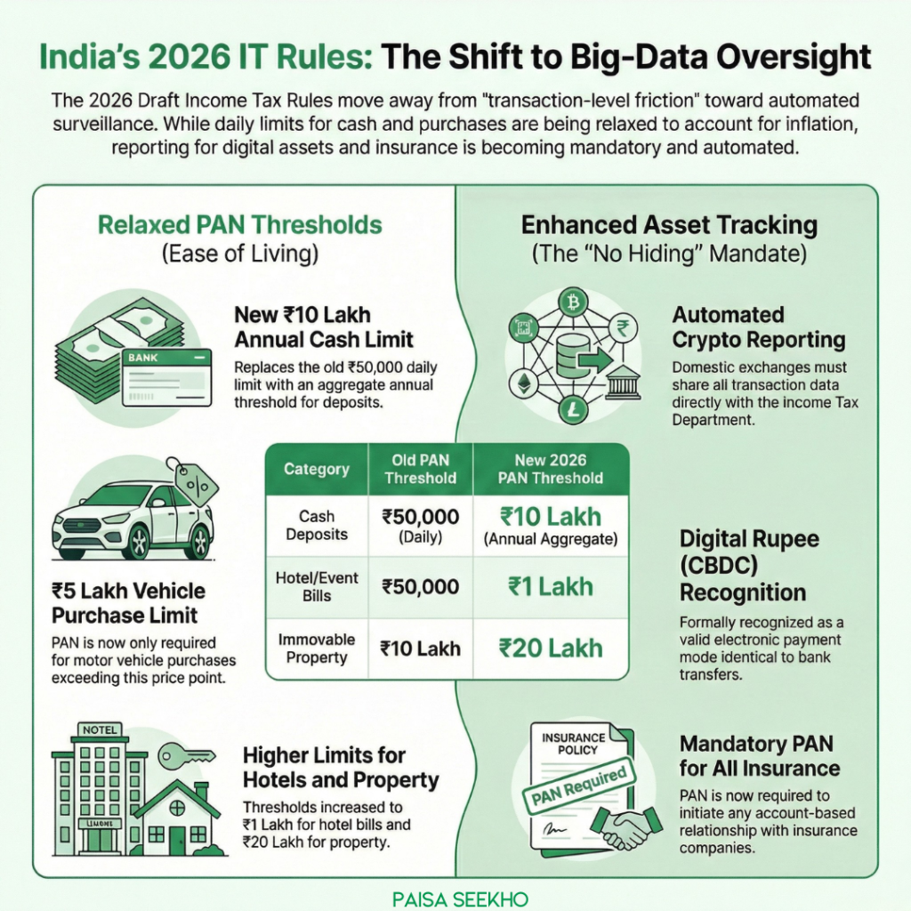 The government has announced the new cash deposit limit without PAN 2026 as a part of the Draft Income Tax Rules for the year. Find out more!