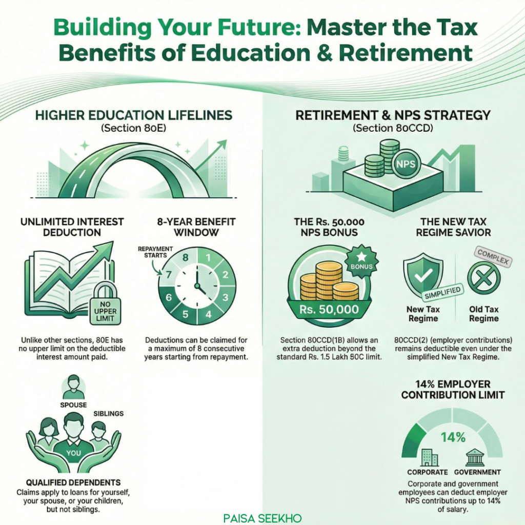 Learn how to use income tax deductions like Sections 80E & 80CCD in 2026 to keep more of your money.