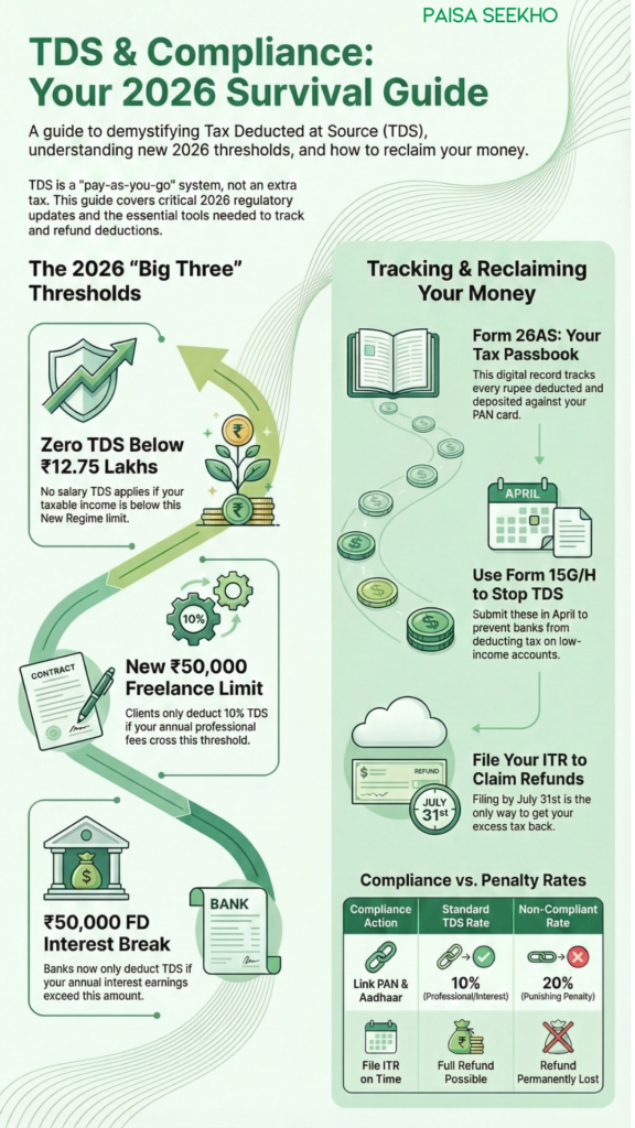 Wondering why your in-hand salary is lower than your CTC? Find out what is TDS, Form 26AS, AIS, and how to claim your tax refund.
