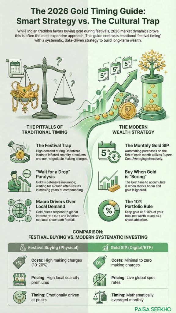 Best time to buy gold in 2026? Here's why trying to time the market is a trap, & how Rupee Cost Averaging via a Gold SIP builds wealth.