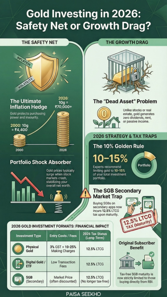 Should you invest in gold or stocks? Discover the true advantages and disadvantages of gold investment, hidden costs & SGB tax rules.