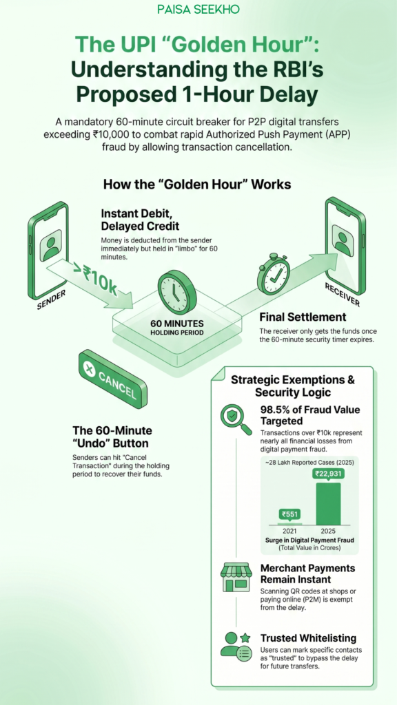 Learn about the RBI 1-Hour Delay UPI on payments above Rs 10,000 and find out how this rule new impacts you, along with pros and cons.