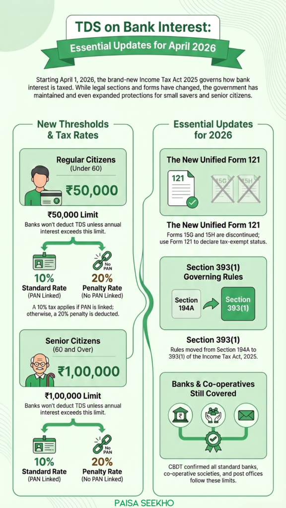 With the new Income Tax Act 2025 officially implemented, many people are unsure about the TDS on Bank Interest. Find out everything here!