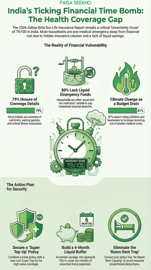 According to the 2026 Aditya Birla Sun Life Insurance Report, there is a massive Health Insurance Coverage Gap in India. Find out more!