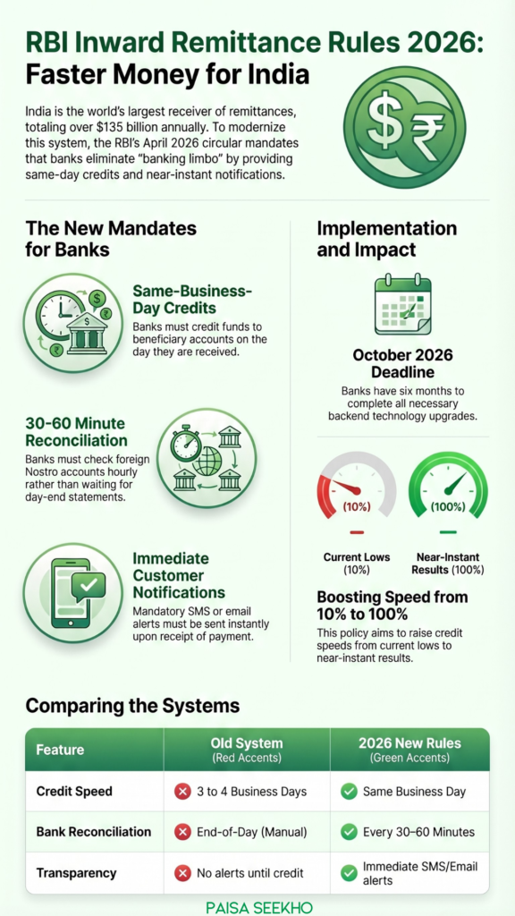 RBI Inward Remittance Rules mandate that money coming in from abroad be credited to accounts within 1 day. How does this impact you?