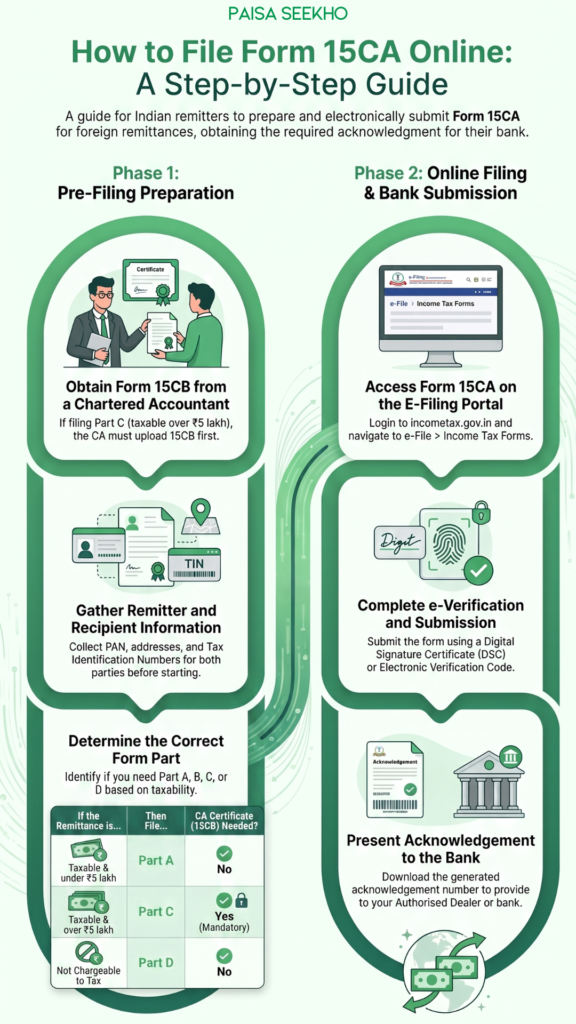 Form 15CA foreign remittance is a mandatory online declaration filed before sending money abroad to a non-resident. Learn more about it!