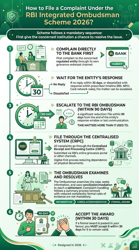 RBI Integrated Ombudsman Scheme took effect July 1, 2026, offering compensation up to ₹30 lakh for loss. Learn how to file complaints and more