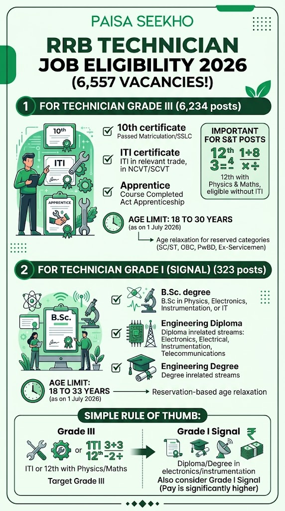 RRB Technician recruitment 2026 is announced. Apply online 30 June to 29 July 2026. Get the full eligibility, salary, and exam plan here.